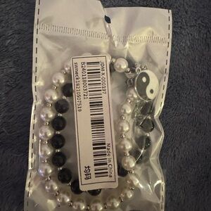 Black and White Beaded Bracelet Set